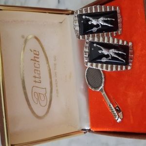 VTG Attache Tennis Tie Clip & Cuff Links (G)